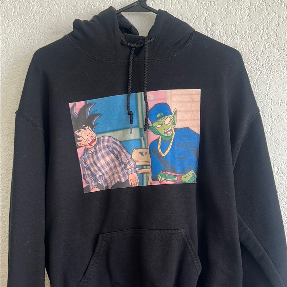Black Graphic Hoodie with Anime Design